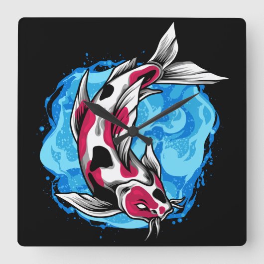 Koi Fish Quadratische Wanduhr (Vorderseite)