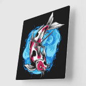Koi Fish Quadratische Wanduhr (Winkel)