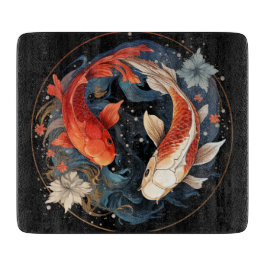 Koi Fish Red White Ying Yang japanischer Wasserflu Schneidebrett