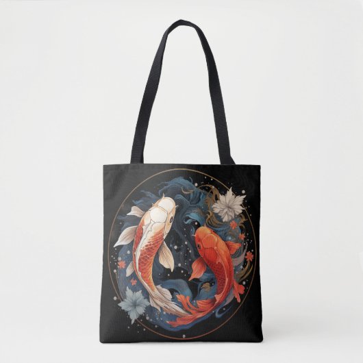 Koi Fish Red White Ying Yang japanischer Wasserflu Tasche (Vorderseite)