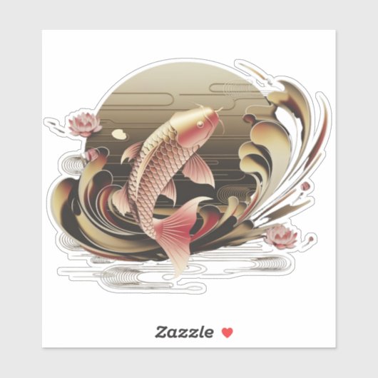 Koi Fish Retro Ästhetik Aufkleber (Blatt)