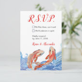 KOI FISH RSVP CARD EINLADUNG (Stehend Vorderseite)