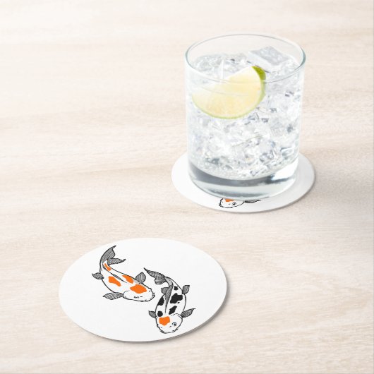 Koi Fish Runder Pappuntersetzer (Vor Ort)