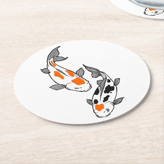 Koi Fish Runder Pappuntersetzer (Angewinkelt)