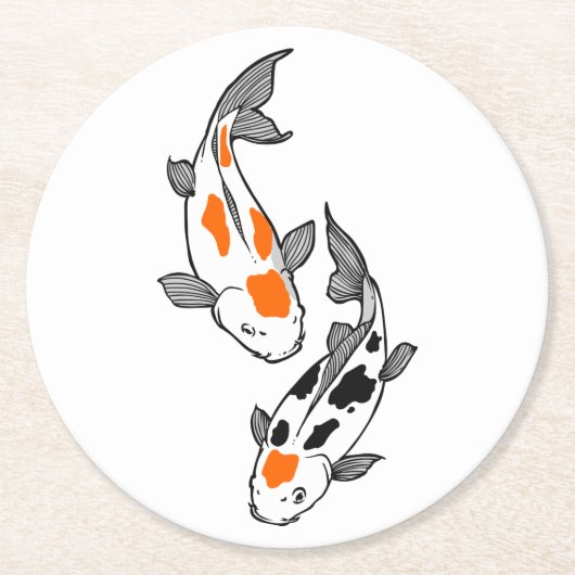 Koi Fish Runder Pappuntersetzer (Vorderseite)