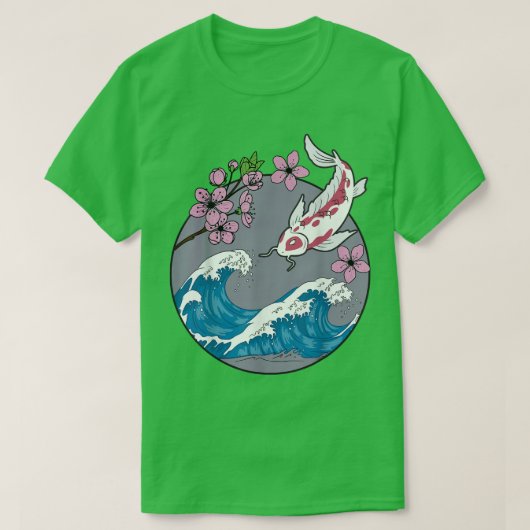Koi Fish Sakura Cherry Blossom Retro Japanisch T-Shirt (Design vorne)