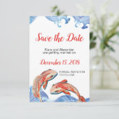 Koi Fish Save the Date Card Einladung (Stehend Vorderseite)