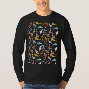 Koi Fish Seamless Muster Blue Navy Hintergrund T-Shirt