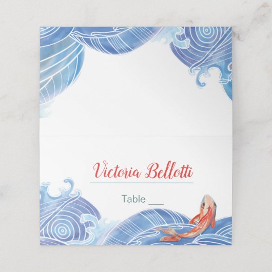 Koi Fish Seating Platzkarte (Außenseite Aufgefaltet)