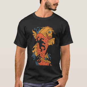 Koi Fish Simple Black Art Illustration T-Shirt