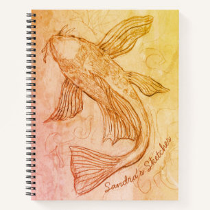 Koi Fish Spiral Sketchbook Option Notebook Notizblock