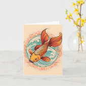 Koi Fish Study a falted Grußkarte Karte (Gelbe Blume)