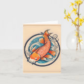 Koi Fish Study D Faltkarte Karte (Gelbe Blume)