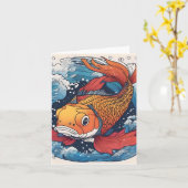 Koi Fish Study J Folded Greeting Card Karte (Gelbe Blume)