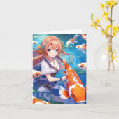 Koi Fish Study Q Karte (Gelbe Blume)