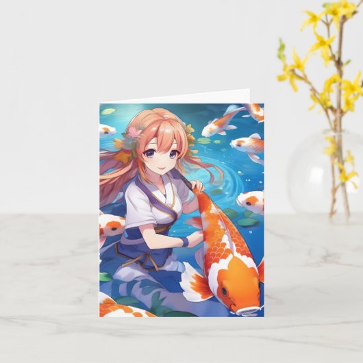 Koi Fish Study Q Karte (Gelbe Blume)