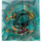 Koi Fish "SWIMMING IN FRIEDEN" Duschvorhang (Vorderseite)