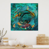 Koi Fish "SWIMMING IN FRIEDEN" Poster (Küche)