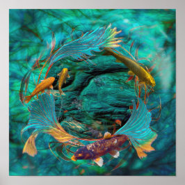Koi Fish "SWIMMING IN FRIEDEN" Poster