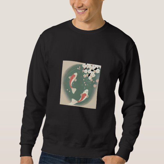 Koi fish swimming in pond with cherry blossom flow sweatshirt (Vorderseite)