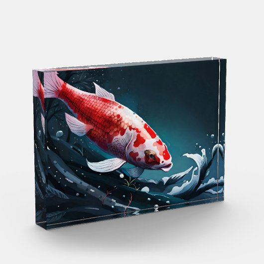 Koi Fish Taiji Japanisch Art Koi Fischteich Fotoblock (Links)