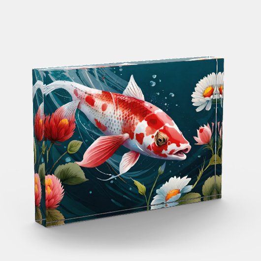 Koi Fish Taiji Japanisch Art Koi Fish Gemälde Fotoblock (Links)