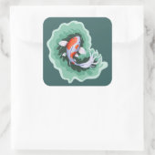 Koi Fish Themed Quadratischer Aufkleber (Tasche)