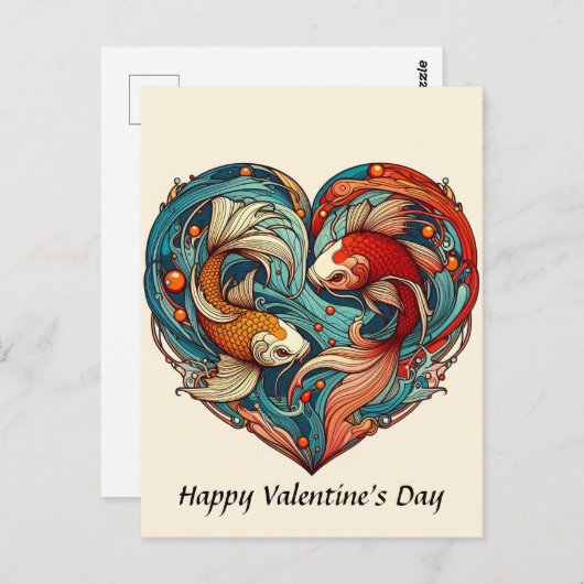 Koi Fish Valentine Postkarte (Vorne/Hinten)