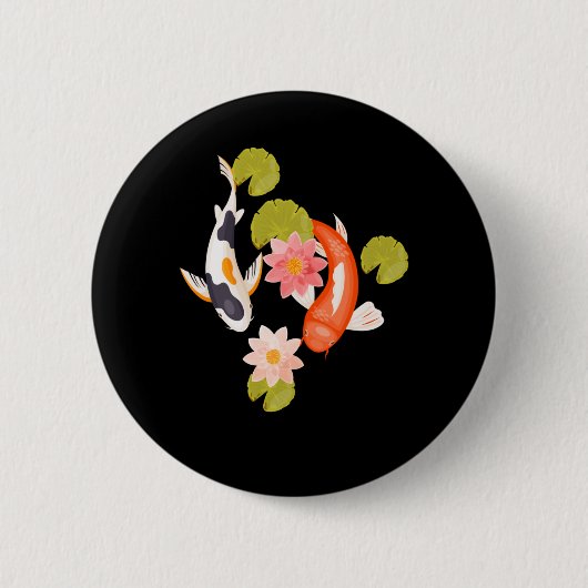 Koi Fish Water Lily Japanischer Carp Fishagricultu Button (Vorderseite)