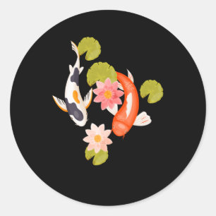 Koi Fish Water Lily Japanischer Carp Fishagricultu Runder Aufkleber