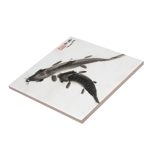 Koi Fish Watercolor Fliese (Seite)