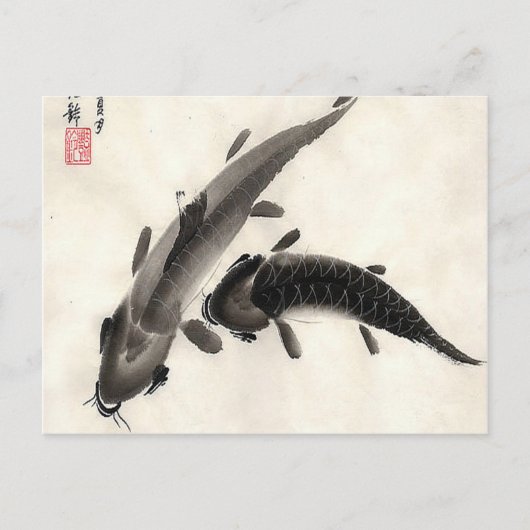 Koi Fish Watercolor Postkarte (Vorderseite)