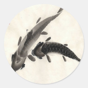 Koi Fish Watercolor Runder Aufkleber