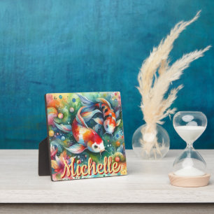 Koi Fish Whimsical Watercolor Personalisiert Fotoplatte