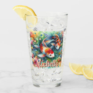 Koi Fish Whimsical Watercolor Personalisiert Glas