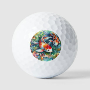 Koi Fish Whimsical Watercolor Personalisiert Golfball