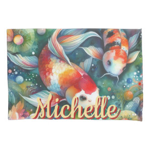 Koi Fish Whimsical Watercolor Personalisiert Kissenbezug