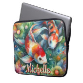 Koi Fish Whimsical Watercolor Personalized Laptopschutzhülle (Vorderseite Links)