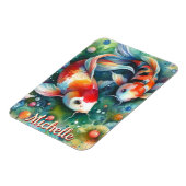 Koi Fish Whimsical Watercolor Personalized Magnet (Linke Seite)