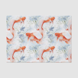Koi Fish White Winter Pond Decoupage Seidenpapier
