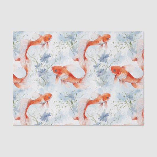 Koi Fish White Winter Pond Decoupage Seidenpapier (Vorderseite)