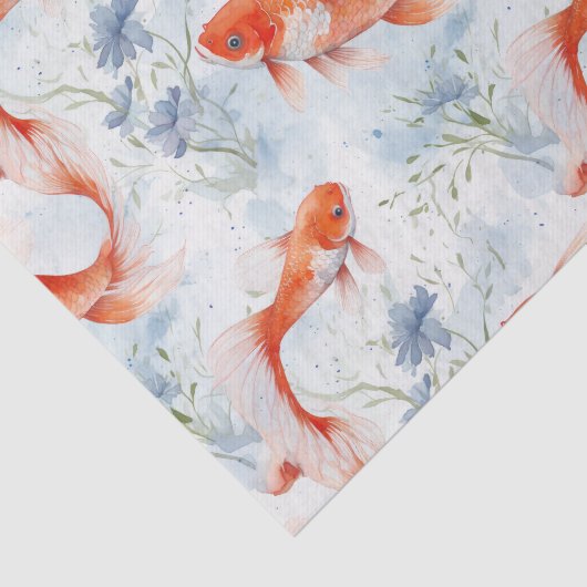 Koi Fish White Winter Pond Decoupage Seidenpapier (Ausschnitt)
