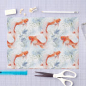 Koi Fish White Winter Pond Decoupage Seidenpapier (Handwerk)