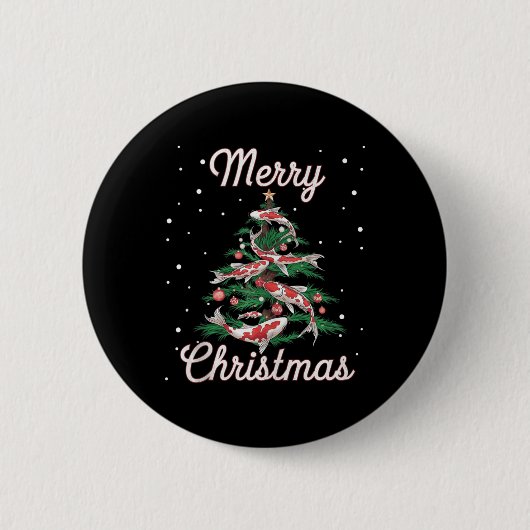 Koi Fish Xmas Tree Koi Carp Weihnachtsbaum Button (Vorderseite)