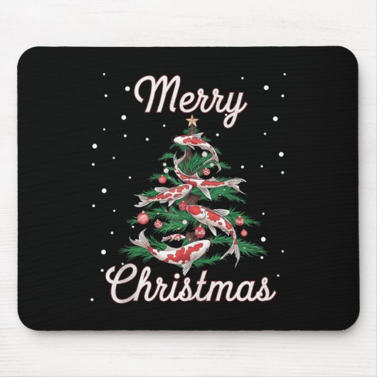 Koi Fish Xmas Tree Koi Carp Weihnachtsbaum Mousepad (Vorne)