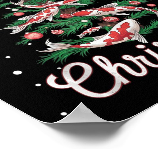 Koi Fish Xmas Tree Koi Carp Weihnachtsbaum Poster (Ecke)
