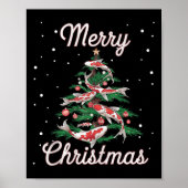 Koi Fish Xmas Tree Koi Carp Weihnachtsbaum Poster (Vorne)