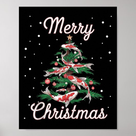 Koi Fish Xmas Tree Koi Carp Weihnachtsbaum Poster (Vorne)