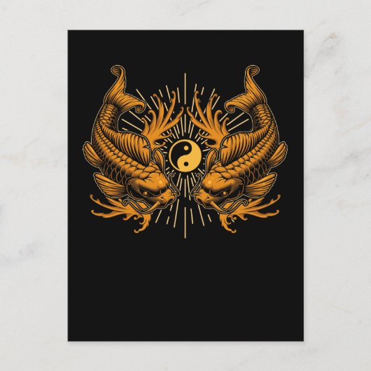 Koi Fish Ying and Yang Japan Fish Postkarte (Vorderseite)