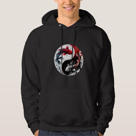 Koi Fish, Ying Yang Symbolic Hoodie (Vorderseite)